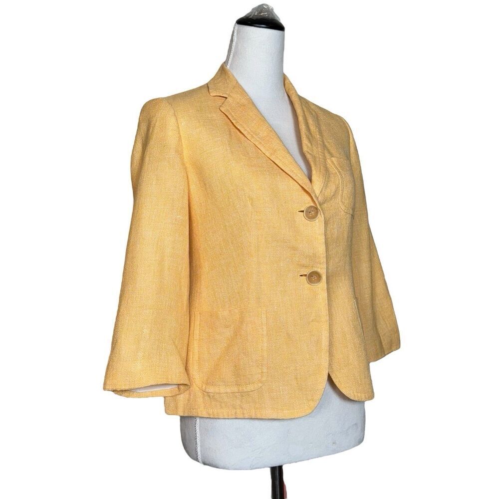 Talbots Linen Cotton Blazer 4P Petite Orange Y2K Academia Preppy Corporate Work - Picture 3 of 9